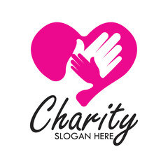 charity and care logo, emblems and insignia with text space for your slogan tagline. vector illustration
