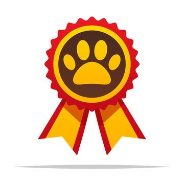 recommend clip art: Pet paw award ribbon vector isolated