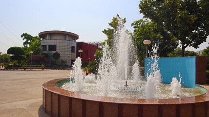 water fountain in office garden area