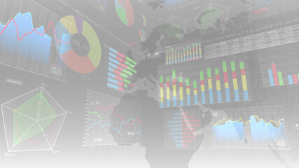 Business Data Graph finance Chart Bar 3D illustration background.