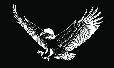 Eagle emblem isolated on white vector illustration. World symbol of freedom. Retro color logo of falcon. Eagle detailed logo.
