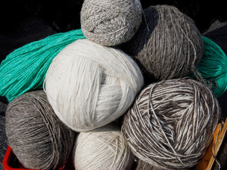 a few tangles of natural yarn.