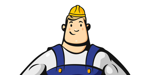 Vector illustration of a builder on a white background - 370580322