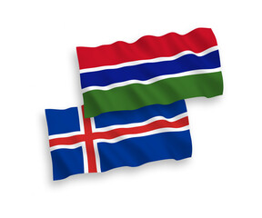 Naklejka premium Flags of Republic of Gambia and Iceland on a white background