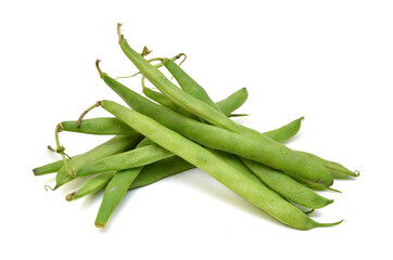 Green beans isolated on a white background.