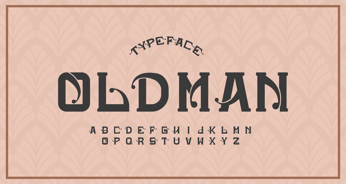 Vintage decorative alphabet serif font
