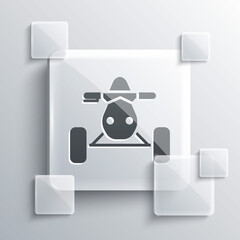 Grey All Terrain Vehicle or ATV motorcycle icon isolated on grey background. Quad bike. Extreme sport. Square glass panels. Vector Illustration.