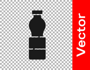 Black Bottle of water icon isolated on transparent background. Soda aqua drink sign. Vector Illustration.