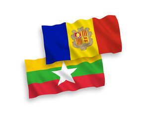 Flags of Andorra and Myanmar on a white background