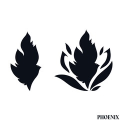 Phoenix bird wings black logo sign icon symbol of fire Creative cartoon design tattoo Modern children's style Fashion print clothes apparel greeting invitation card banner poster badge flyer cover