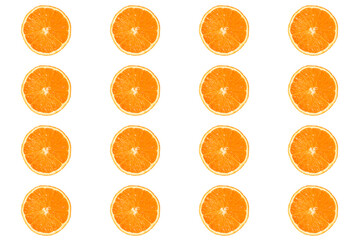 Orange slices on white surface.