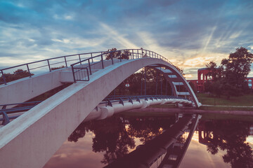 The bridge on the Shitov embankment is like a staircase to heaven
