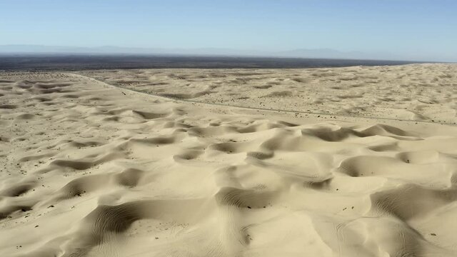 Imperial Sand Dunes, vast desert expanse in Southern California, aerial view