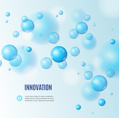 Realistic Detailed 3d Molecule and Innovation Banner Concept Ad Poster Card. Vector