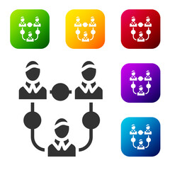 Black Project team base icon isolated on white background. Business analysis and planning, consulting, team work, project management. Set icons in color square buttons. Vector.