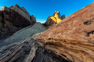 Rock formations in the Valley of Fire State Park in the Nevada desert, USA