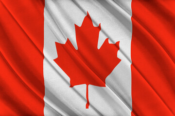 Colorful Canadian flag waving in the wind. 3D illustration.