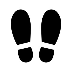 Human shoe footprint silhouette. Black abstract illustration white background