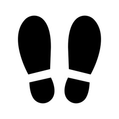 Human shoe footprint silhouette. Black abstract illustration white background
