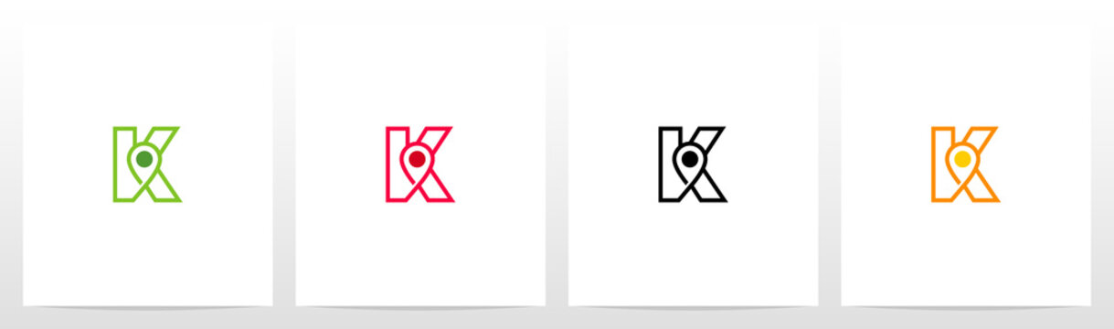 Map Pointer On Letter Logo Design K