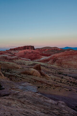 Sunset over the Valley of Fire State Park in the Nevada desert, USA