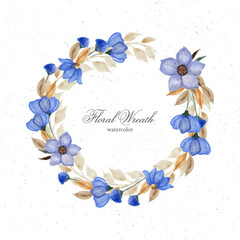 elegant blue watercolor flowers frame