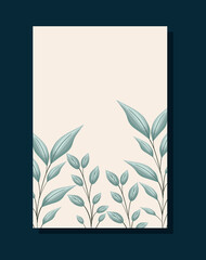 green leaves painting on the under side of a frame design of Natural floral nature and plant theme Vector illustration
