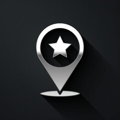 Silver USA Independence day icon isolated on black background. 4th of July. United States of America country. Long shadow style. Vector.