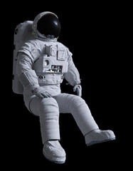 sitting astronaut, isolated on black background