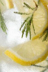Close up of gyn tonic cocktail glass