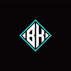 Initial B K letter with square style logo template vector