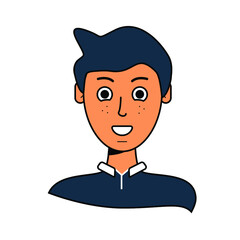 illustration of the character's appearance. drawn people in vector. Guy with freckles