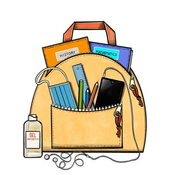 ritorno a scuola, zainetto con kit anticontagio