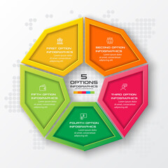 Decagon for infographics,Diagram with 5 options,Vector template for presentation.