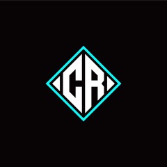 Initial C R letter with square style logo template vector