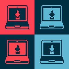 Pop art Online museum icon isolated on color background. Museum gallery. Vector.