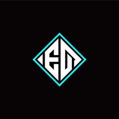 Initial E Q letter with square style logo template vector