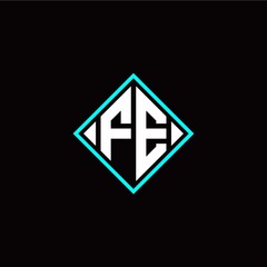 Initial F E letter with square style logo template vector