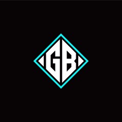 Initial G B letter with square style logo template vector