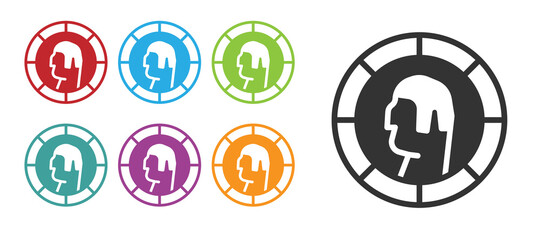 Black Ancient Greek coin icon isolated on white background. Set icons colorful. Vector.