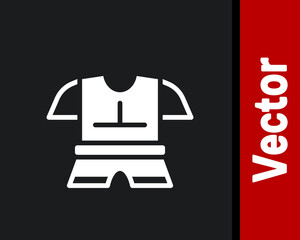 White Body armor icon isolated on black background. Vector.
