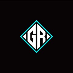 Initial G R letter with square style logo template vector