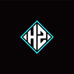 Initial H Z letter with square style logo template vector