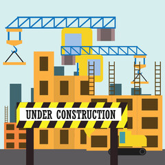 under construction building site. vector illustration