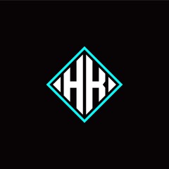 Initial H K letter with square style logo template vector