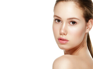 Fototapeta premium Pure skin woman face clean skin natural makeup young female model