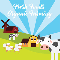 Fototapeta na wymiar farm fresh organic foods. organic concept. vector illustration