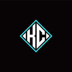 Initial K C letter with square style logo template vector