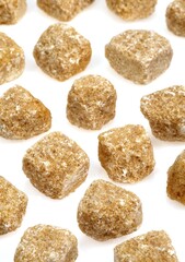 Brown Sugar, Cubes against White Background