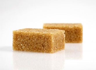 Brown Sugar, Cubes against White Background